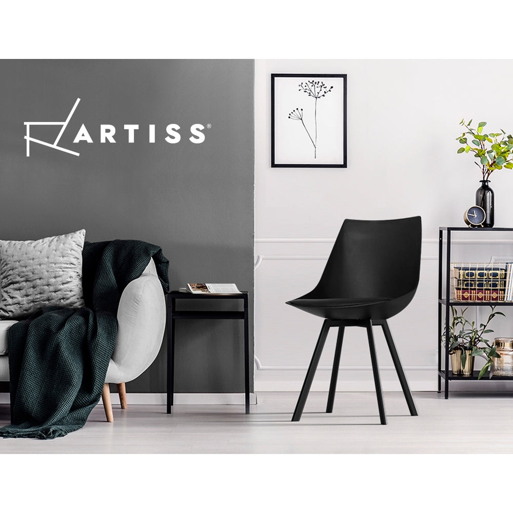 Table & Bar Stools: Artiss Dining Chairs Set of 2 PU Leather Plastic Metal Black
