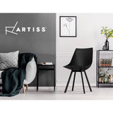 Table & Bar Stools: Artiss Dining Chairs Set of 2 PU Leather Plastic Metal Black