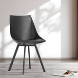 Table & Bar Stools: Artiss Dining Chairs Set of 2 PU Leather Plastic Metal Black
