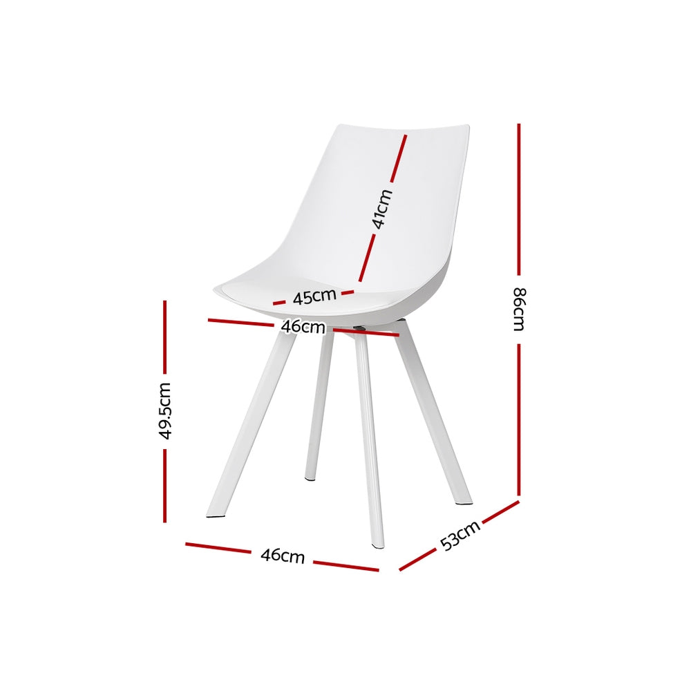 Outdoor Chairs: Artiss Dining Chairs Set of 2 PU Leather Plastic Metal White