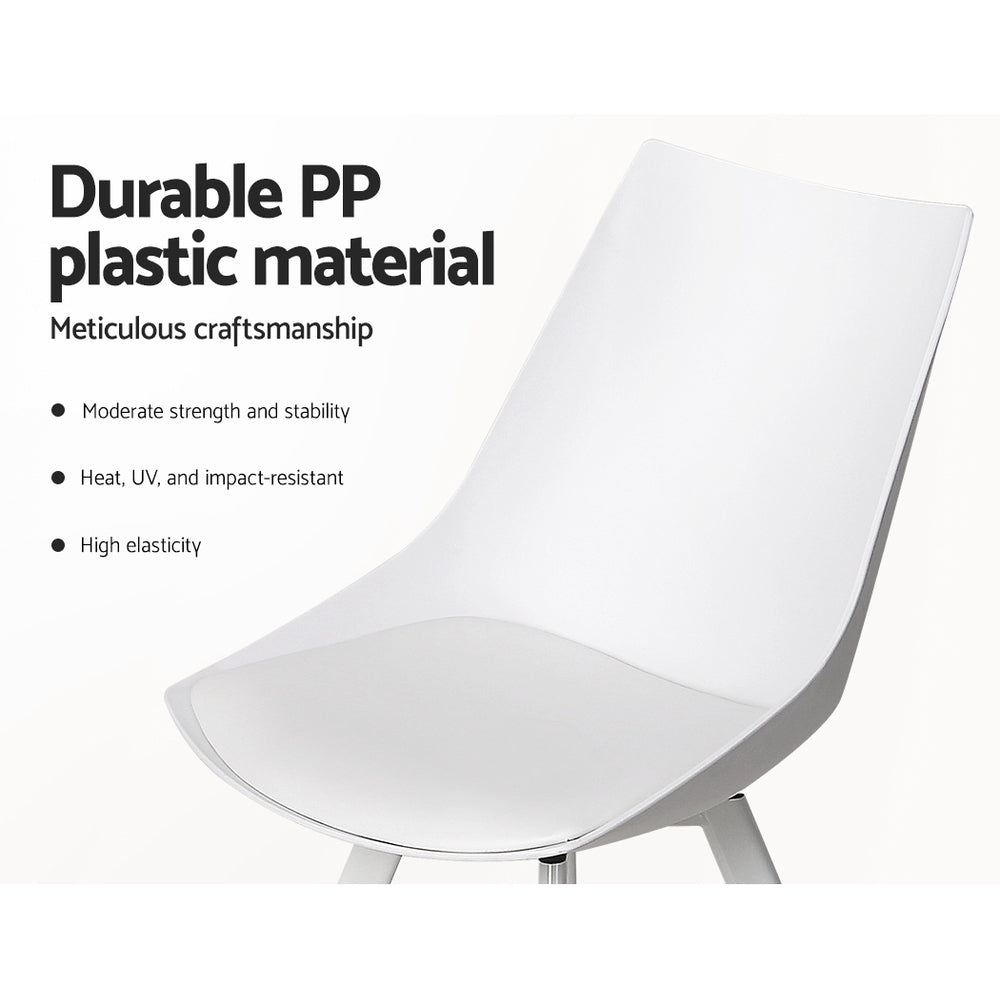 Outdoor Chairs: Artiss Dining Chairs Set of 2 PU Leather Plastic Metal White