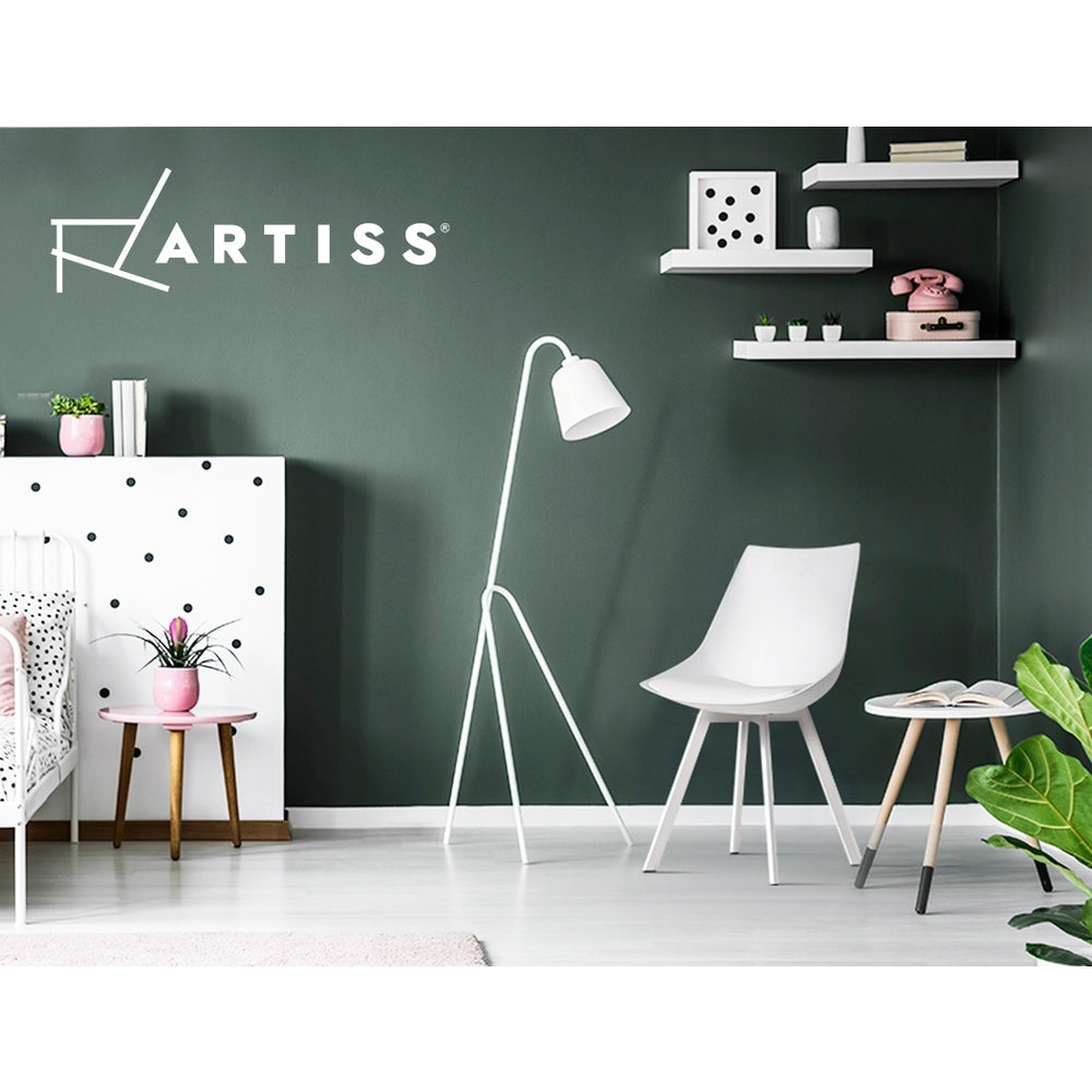 Outdoor Chairs: Artiss Dining Chairs Set of 2 PU Leather Plastic Metal White