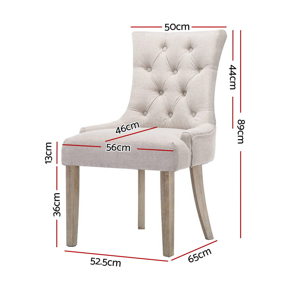Dining Set: Artiss Dining Chairs Set of 2 Linen French Provincial Beige