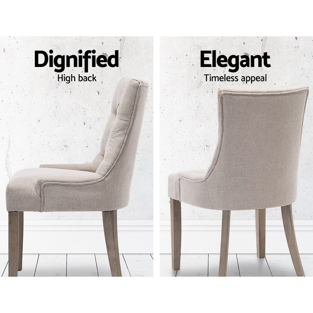 Dining Set: Artiss Dining Chairs Set of 2 Linen French Provincial Beige