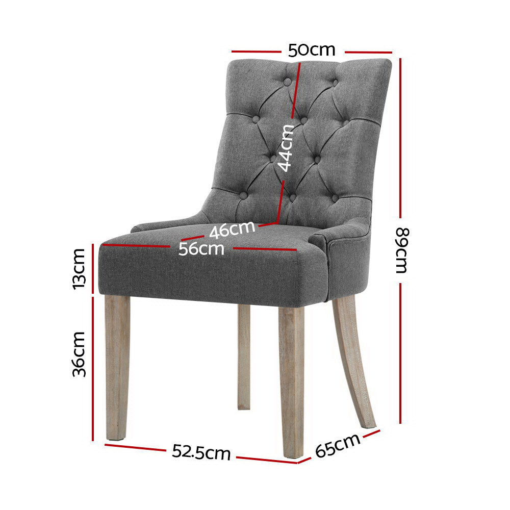Dining Set: Artiss Dining Chairs Set of 2 Linen French Provincial Grey