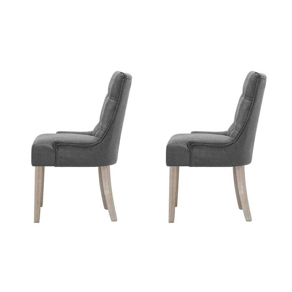 Dining Set: Artiss Dining Chairs Set of 2 Linen French Provincial Grey