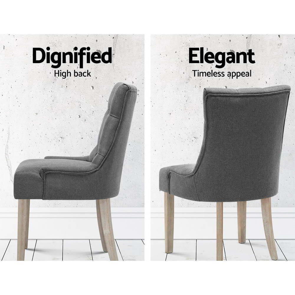 Dining Set: Artiss Dining Chairs Set of 2 Linen French Provincial Grey