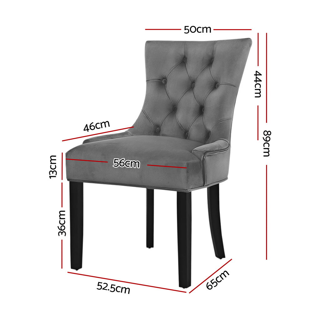 Dining Set: Artiss Dining Chairs Set of 2 Velvet French Provincial Grey