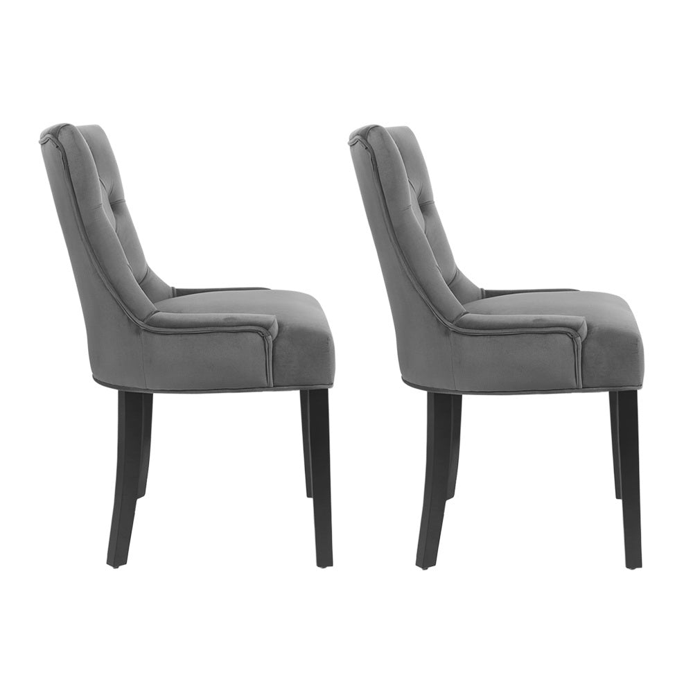 Dining Set: Artiss Dining Chairs Set of 2 Velvet French Provincial Grey