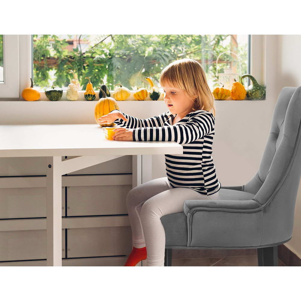Dining Set: Artiss Dining Chairs Set of 2 Velvet French Provincial Grey