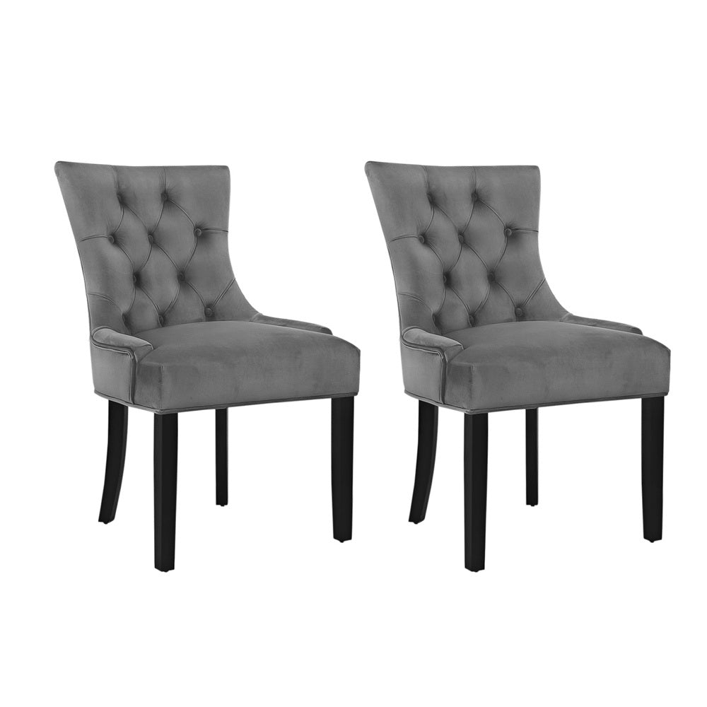 Dining Set: Artiss Dining Chairs Set of 2 Velvet French Provincial Grey
