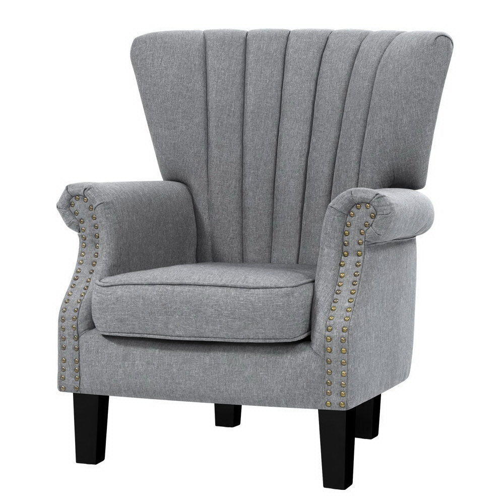 Arm Chairs & Recliners: Artiss Armchair Wingback Grey Andrew