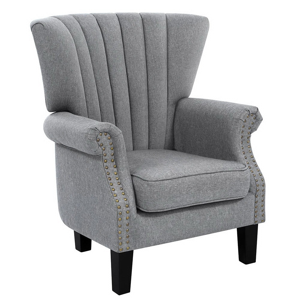 Arm Chairs & Recliners: Artiss Armchair Wingback Grey Andrew
