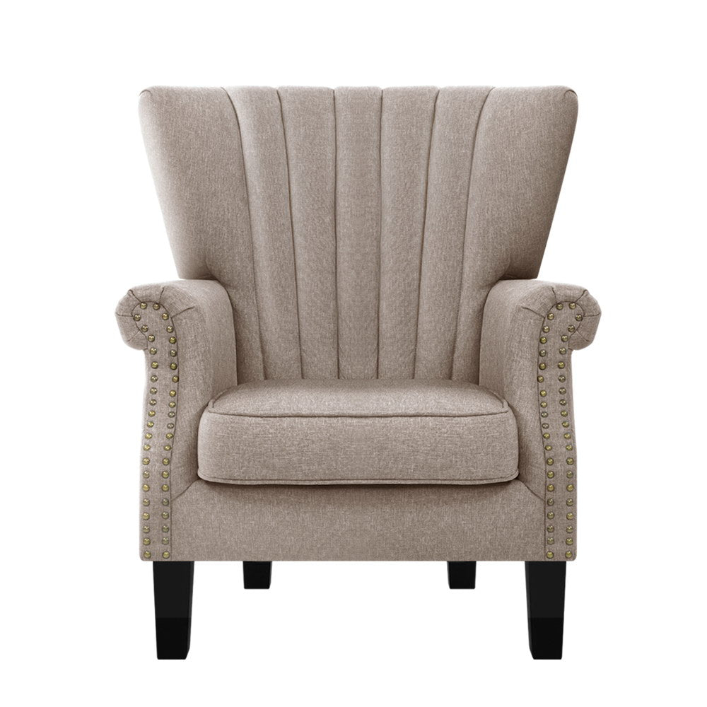 Arm Chairs & Recliners: Artiss Armchair Wingback Beige Andrew