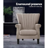 Arm Chairs & Recliners: Artiss Armchair Wingback Beige Andrew