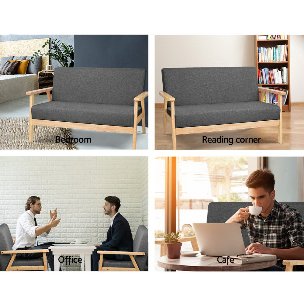 Arm Chairs & Recliners: Artiss 2-Seater Sofa Armchair Skane