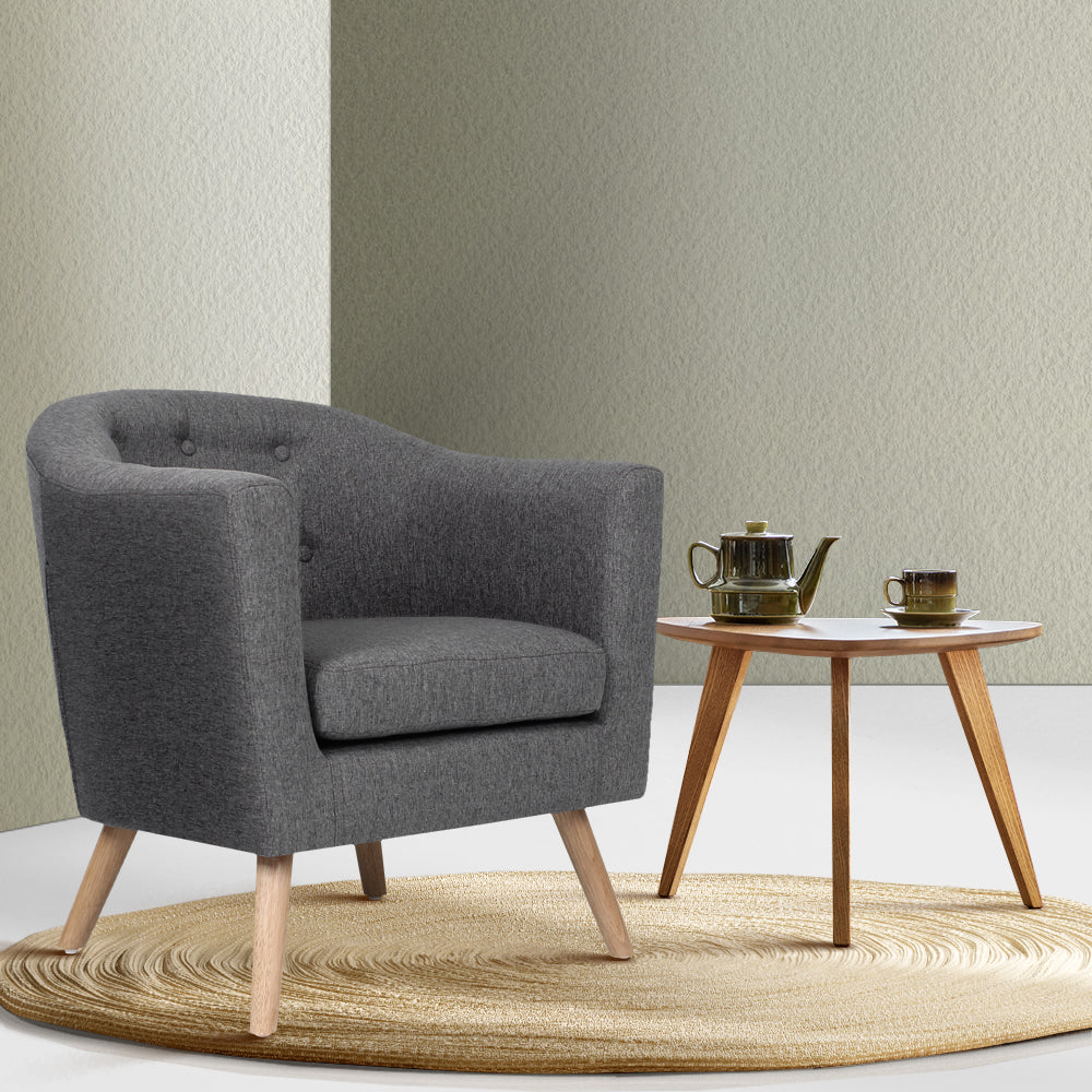 Arm Chairs & Recliners: Artiss Armchair Tub Chair Grey Adora