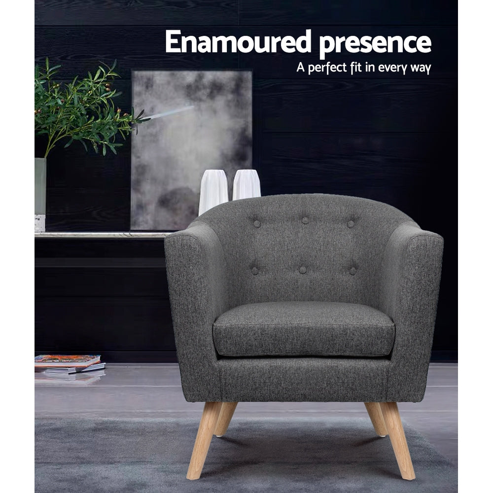 Arm Chairs & Recliners: Artiss Armchair Tub Chair Grey Adora