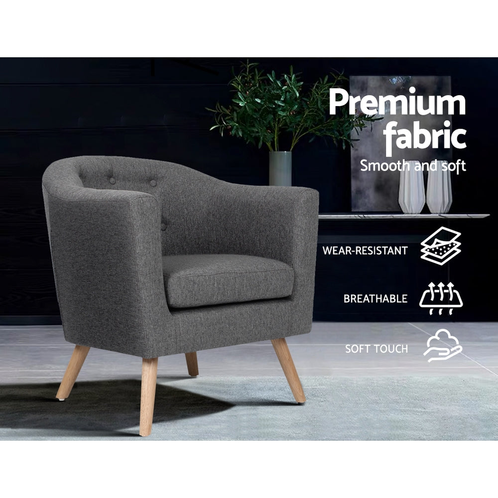 Arm Chairs & Recliners: Artiss Armchair Tub Chair Grey Adora