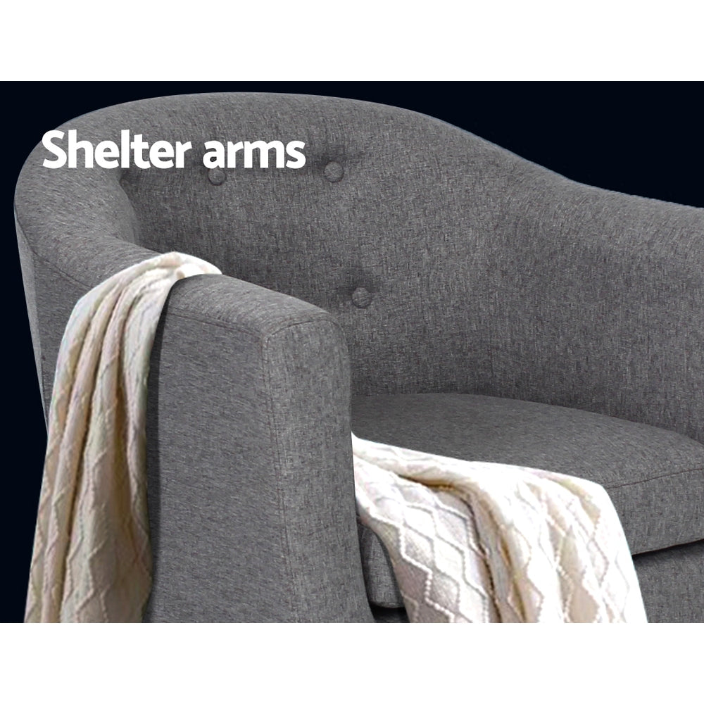 Arm Chairs & Recliners: Artiss Armchair Tub Chair Grey Adora