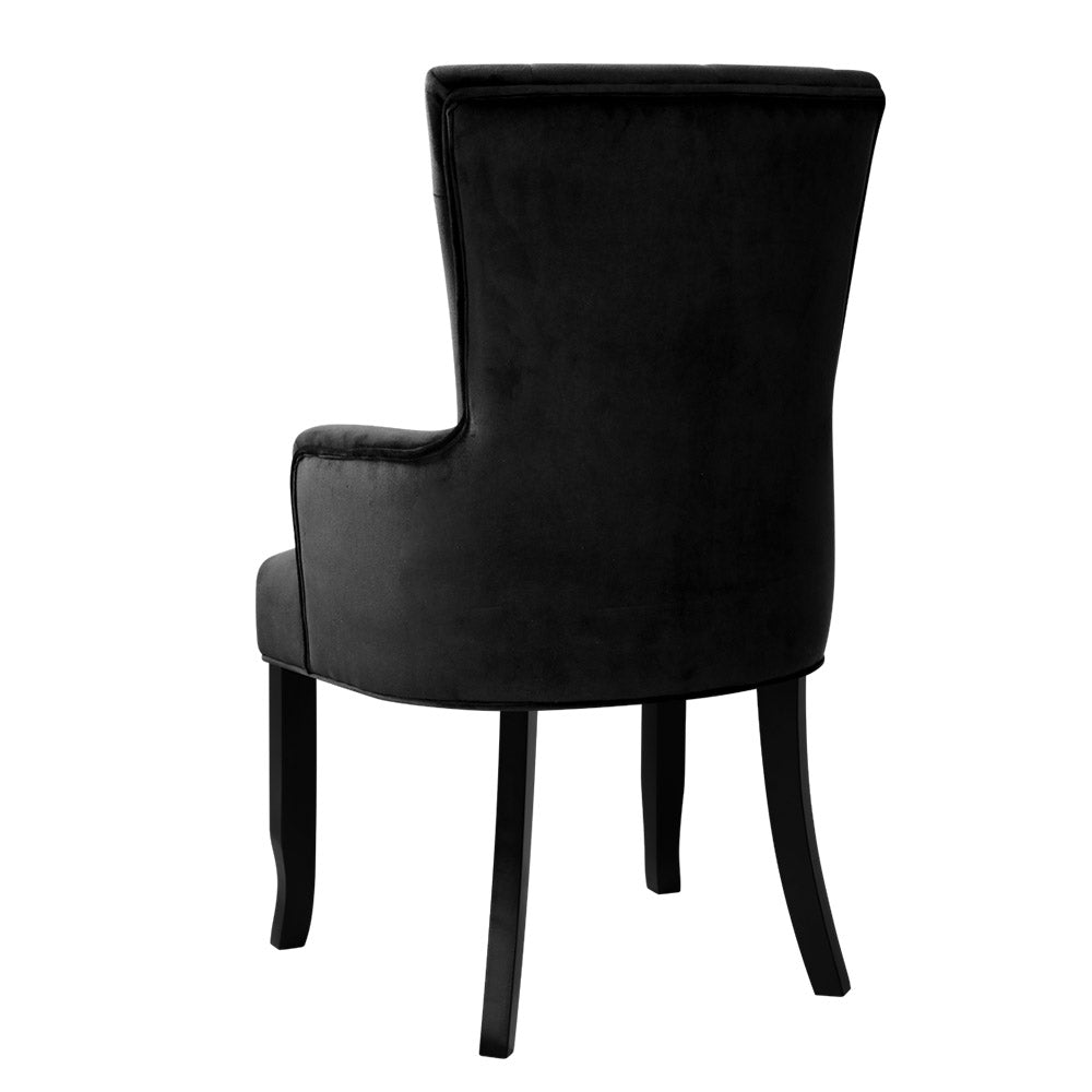 Arm Chairs & Recliners: Artiss Dining Chair Velvet French Provincial Armchair Black