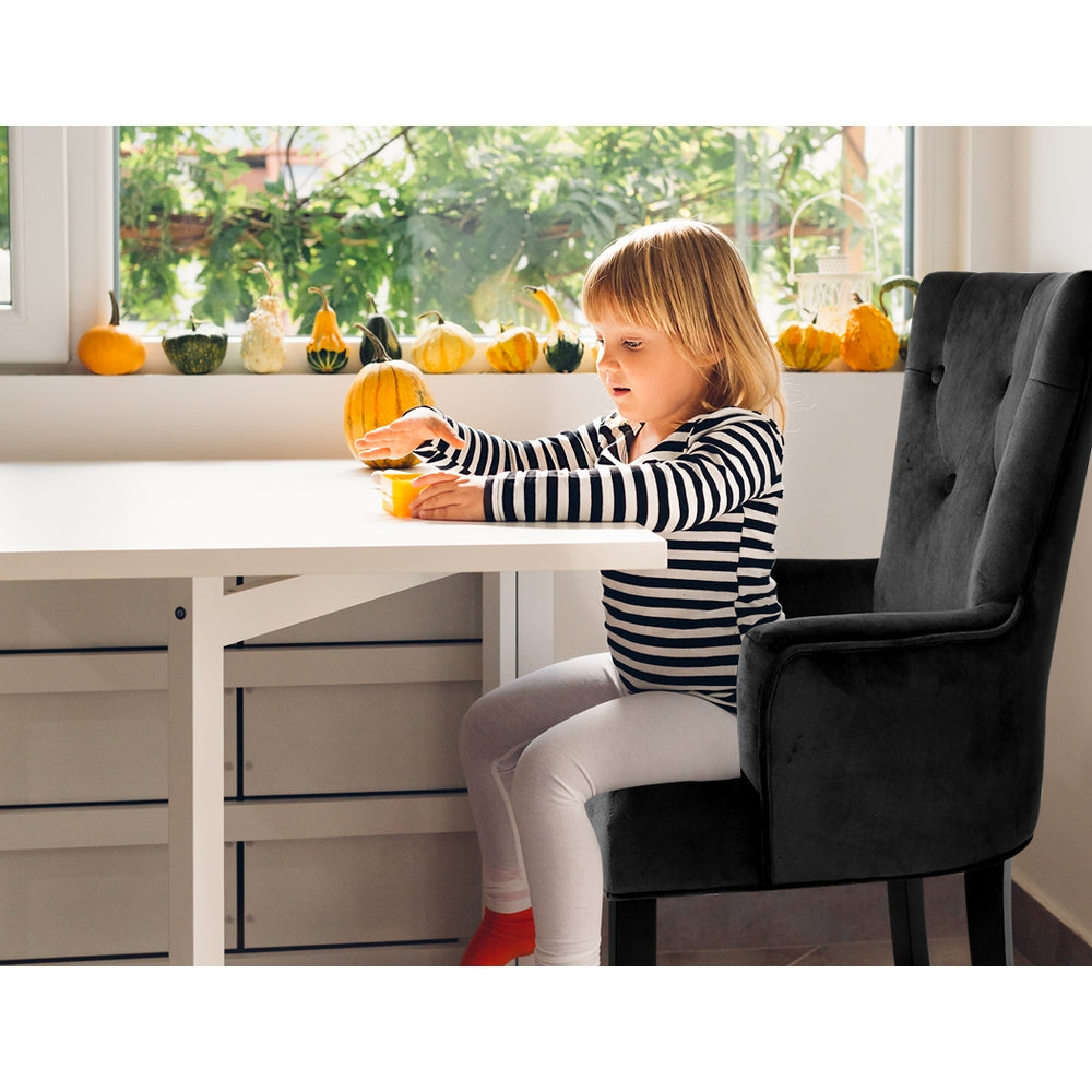 Arm Chairs & Recliners: Artiss Dining Chair Velvet French Provincial Armchair Black
