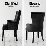 2x Artiss Dining Chairs Velvet French Provincial Armchair Black