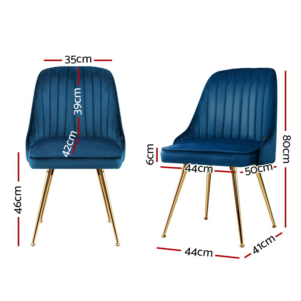 Dining Set: Artiss Dining Chairs Set of 2 Velvet Channel Tufted Blue