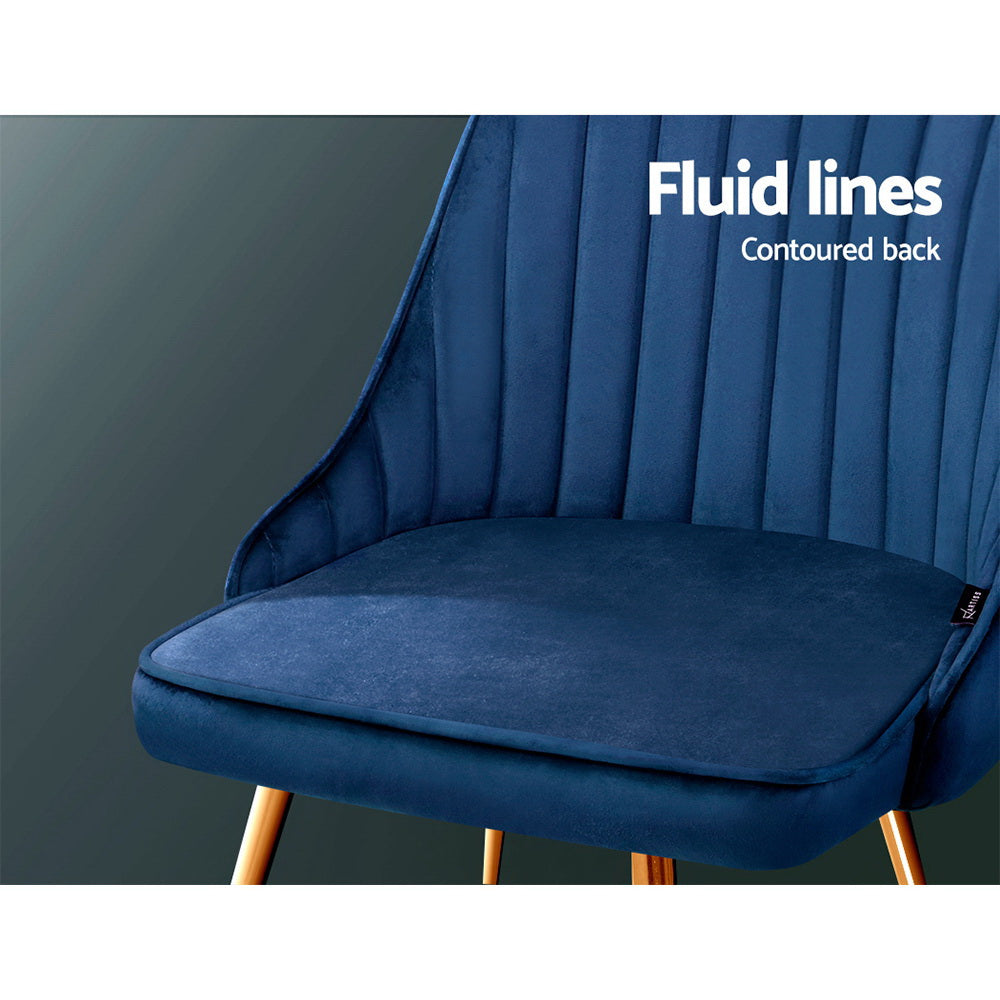 Dining Set: Artiss Dining Chairs Set of 2 Velvet Channel Tufted Blue