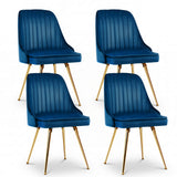 Kitchen & Dining Chairs: Artiss Dining Chairs Set of 4 Velvet Channel Tufted Blue