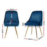Kitchen & Dining Chairs: Artiss Dining Chairs Set of 4 Velvet Channel Tufted Blue