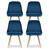 Kitchen & Dining Chairs: Artiss Dining Chairs Set of 4 Velvet Channel Tufted Blue