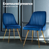 Kitchen & Dining Chairs: Artiss Dining Chairs Set of 4 Velvet Channel Tufted Blue