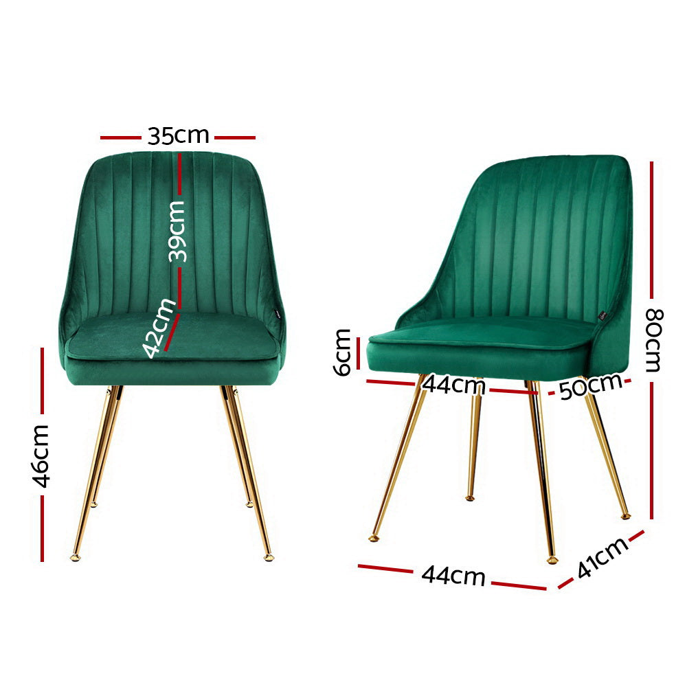 Dining Set: Artiss Dining Chairs Set of 2 Velvet Channel Tufted Green
