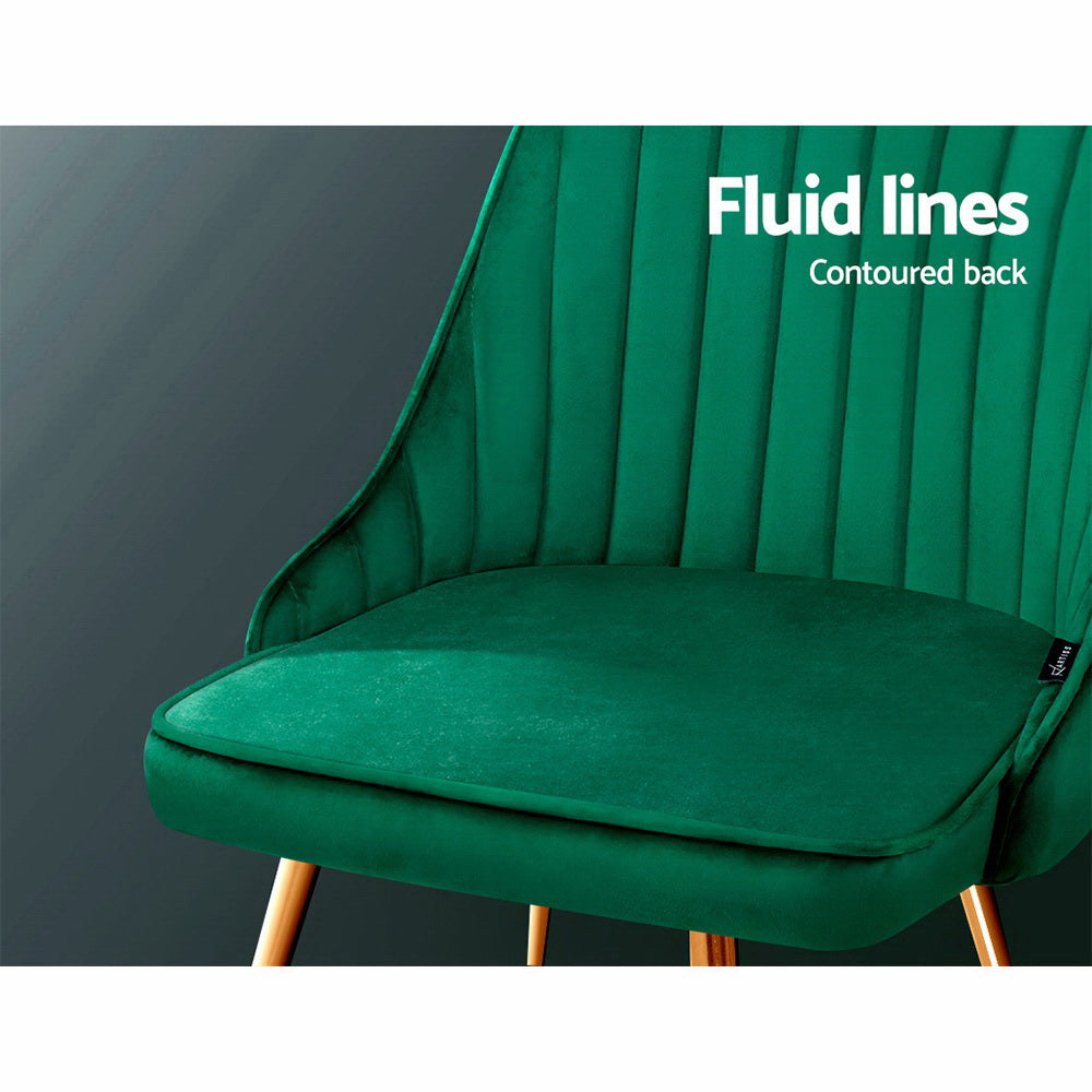 Dining Set: Artiss Dining Chairs Set of 2 Velvet Channel Tufted Green