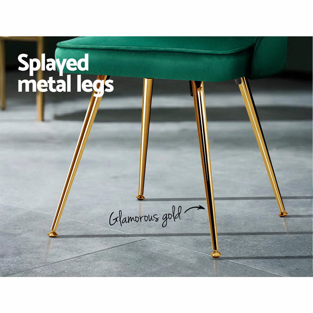 Dining Set: Artiss Dining Chairs Set of 2 Velvet Channel Tufted Green