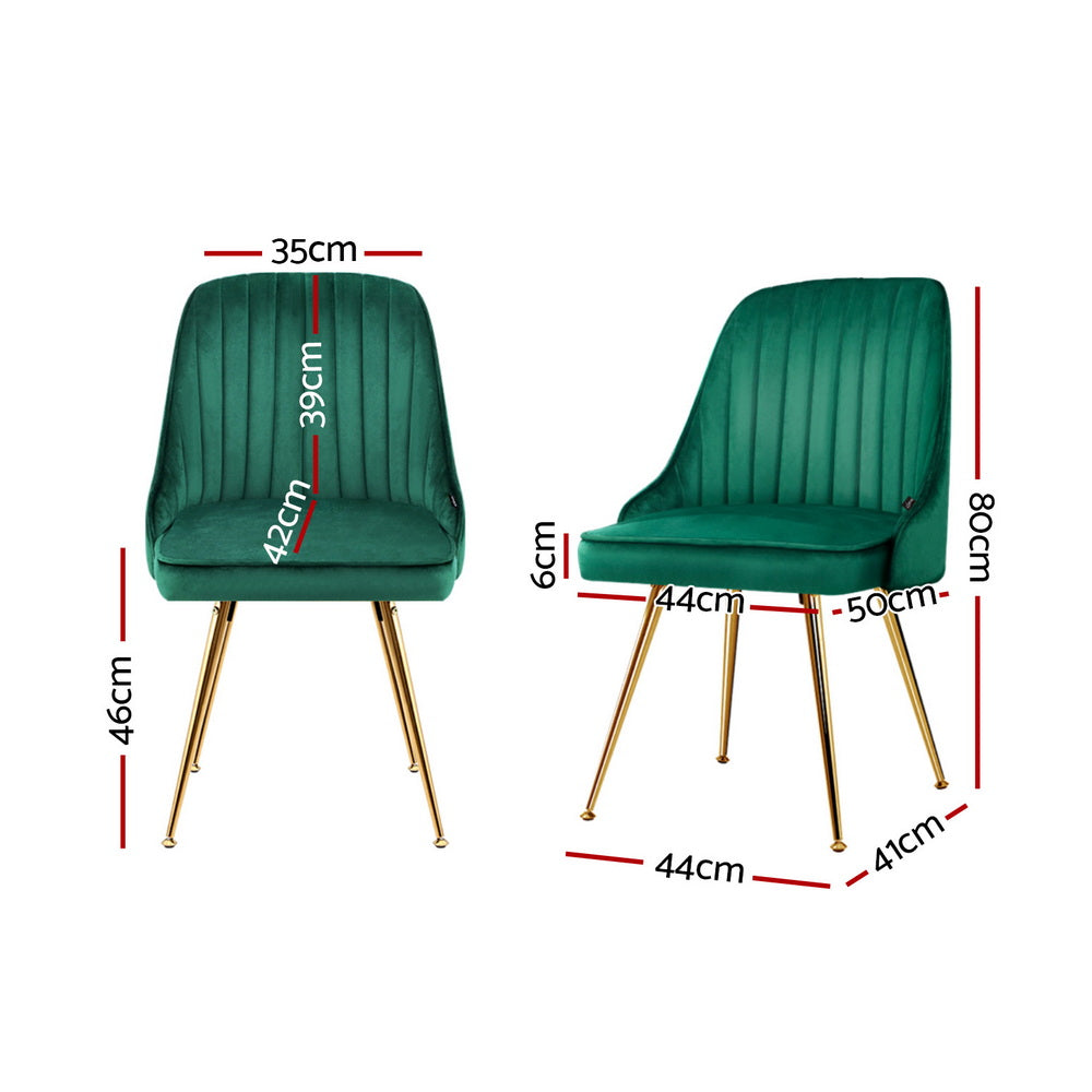 Kitchen & Dining Chairs: Artiss Dining Chairs Set of 4 Velvet Channel Tufted Green