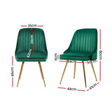 Kitchen & Dining Chairs: Artiss Dining Chairs Set of 4 Velvet Channel Tufted Green