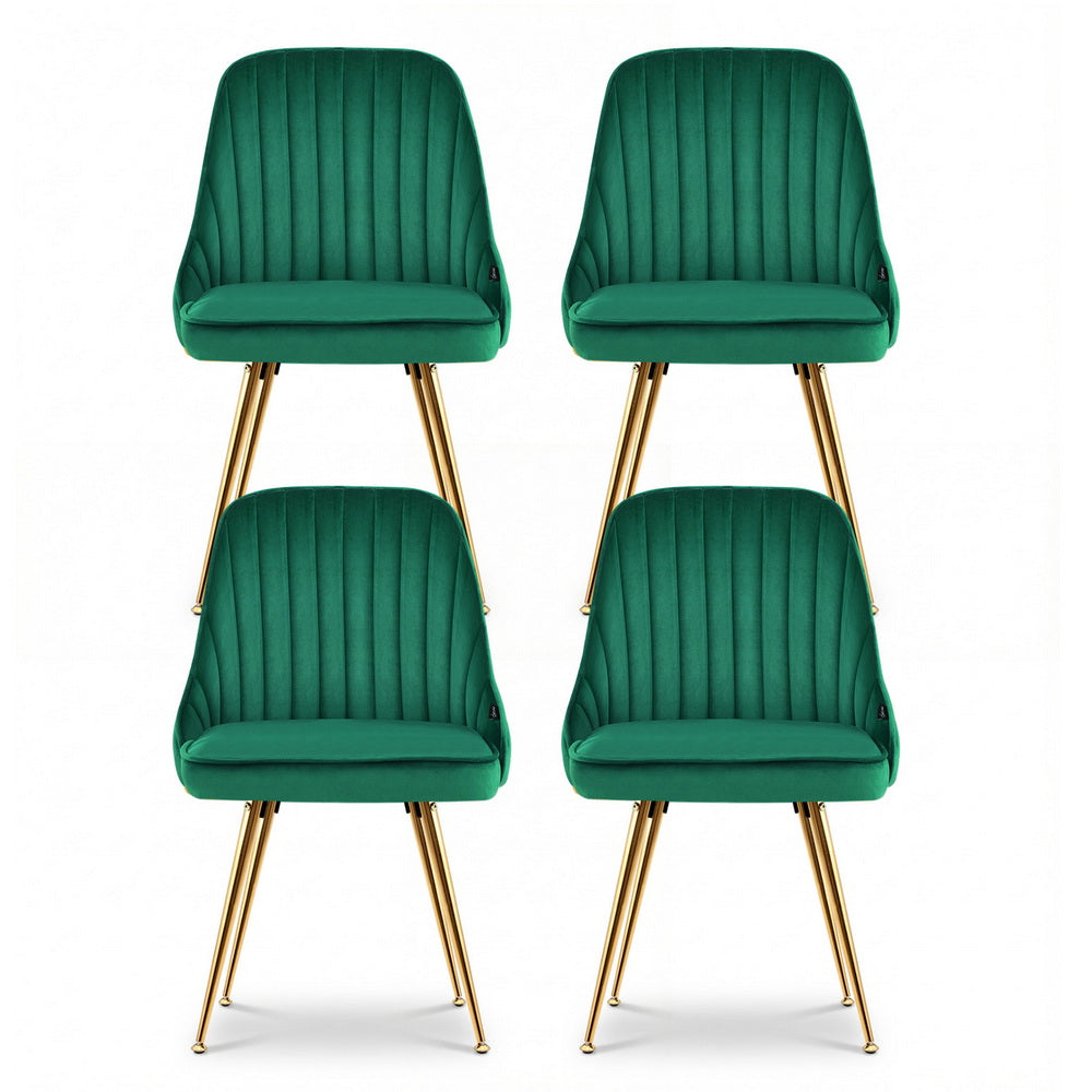 Kitchen & Dining Chairs: Artiss Dining Chairs Set of 4 Velvet Channel Tufted Green