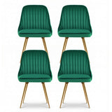 Kitchen & Dining Chairs: Artiss Dining Chairs Set of 4 Velvet Channel Tufted Green