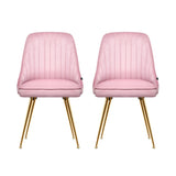 Artiss Dining Chairs Set of 2 Velvet Channel Tufted Pink