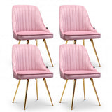 Kitchen & Dining Chairs: Artiss Dining Chairs Set of 4 Velvet Channel Tufted Pink