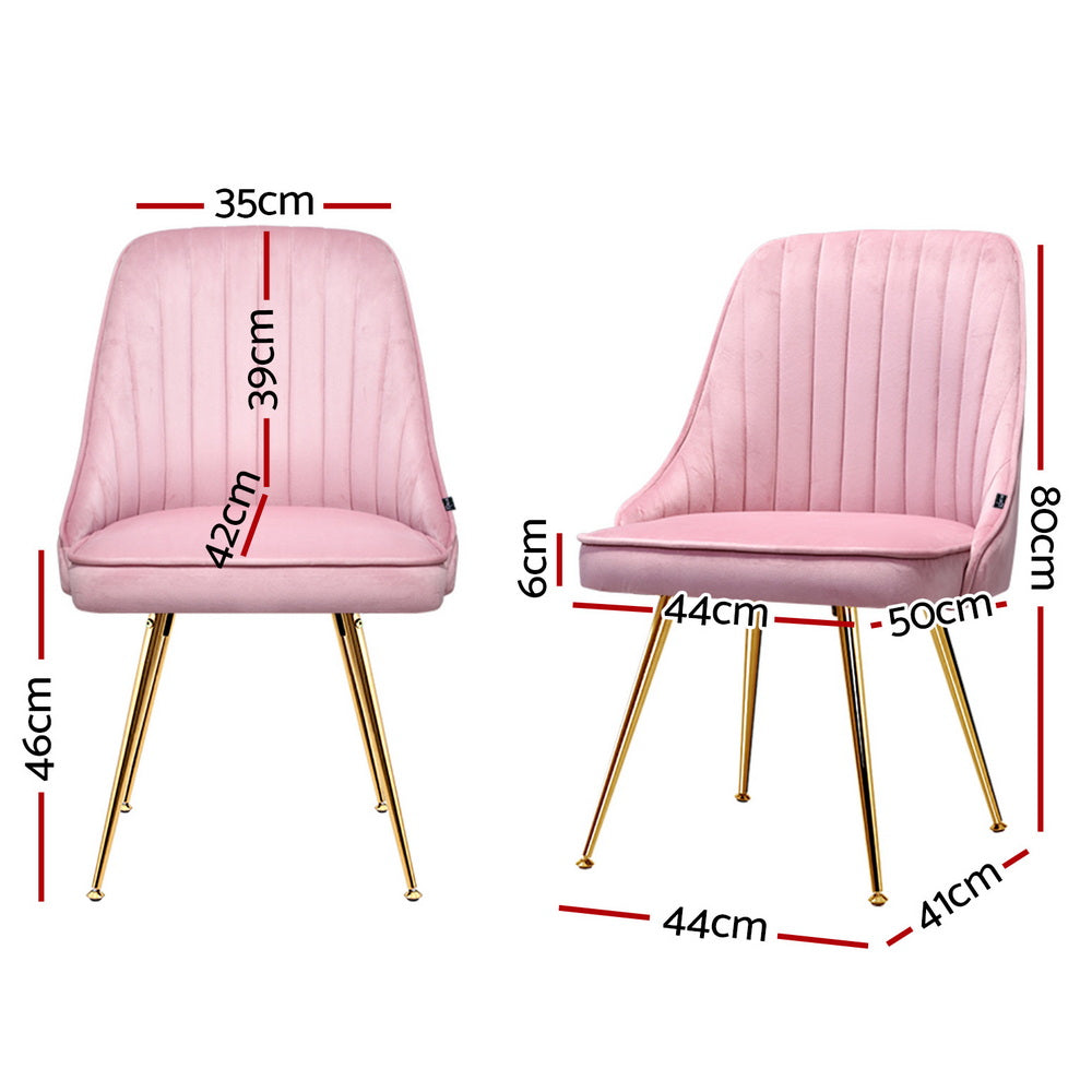 Kitchen & Dining Chairs: Artiss Dining Chairs Set of 4 Velvet Channel Tufted Pink