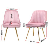 Kitchen & Dining Chairs: Artiss Dining Chairs Set of 4 Velvet Channel Tufted Pink
