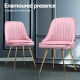 Kitchen & Dining Chairs: Artiss Dining Chairs Set of 4 Velvet Channel Tufted Pink