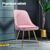 Kitchen & Dining Chairs: Artiss Dining Chairs Set of 4 Velvet Channel Tufted Pink