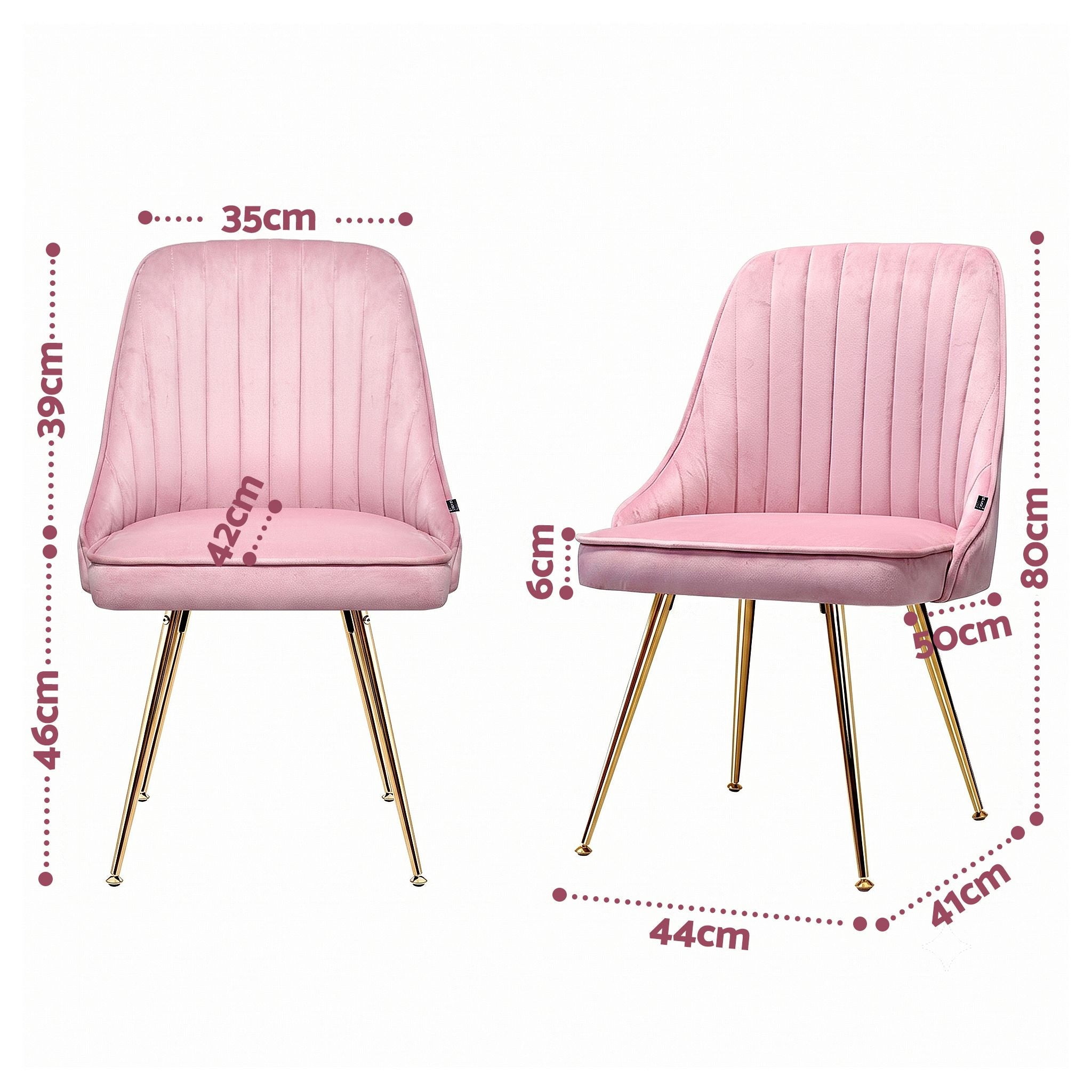 Artiss Dining Chairs Set of 6 Velvet Channel Tufted Pink