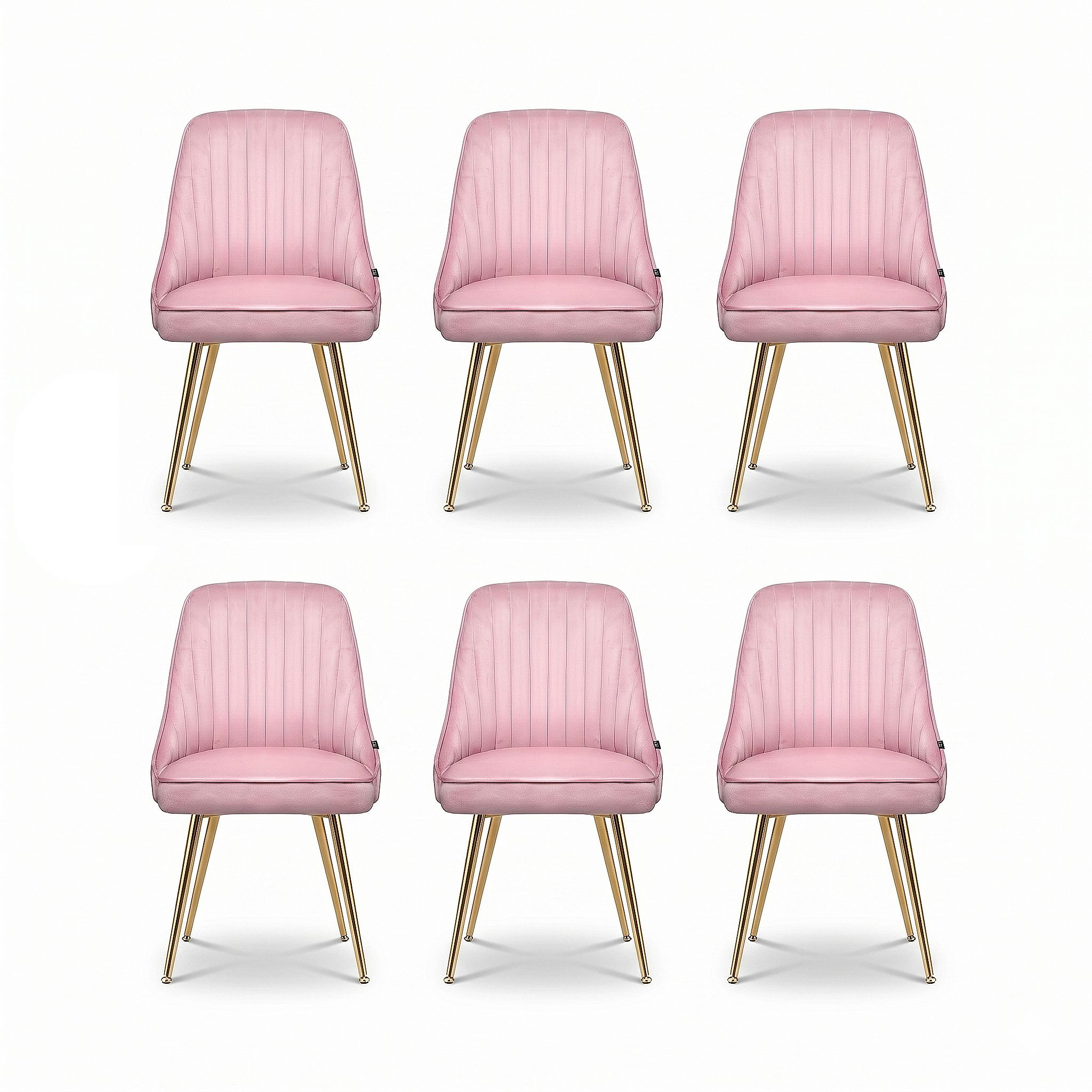 Artiss Dining Chairs Set of 6 Velvet Channel Tufted Pink