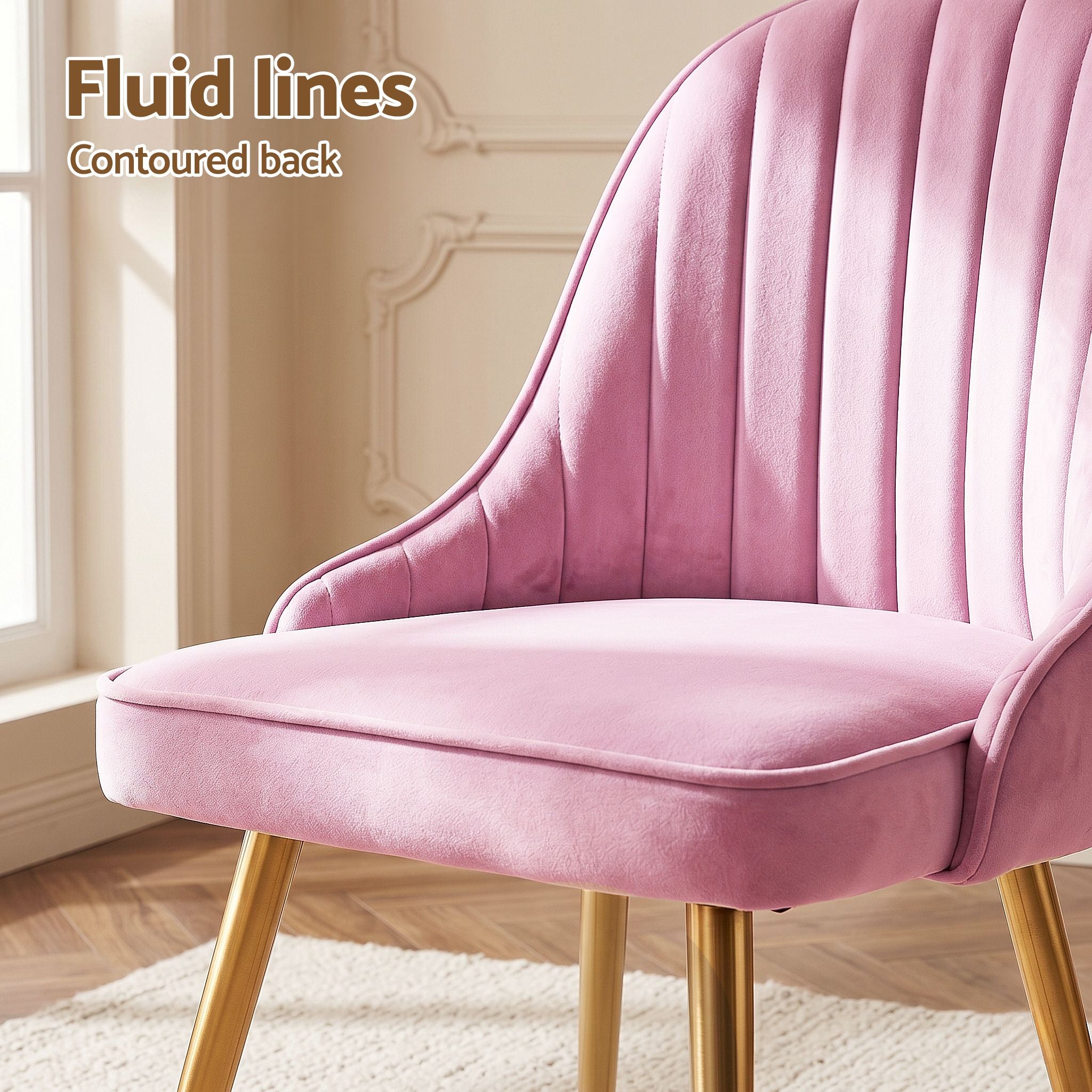 Artiss Dining Chairs Set of 6 Velvet Channel Tufted Pink