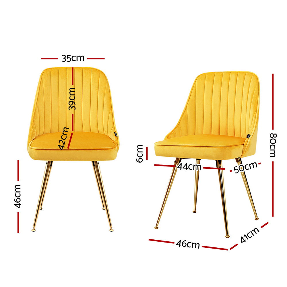 Kitchen & Dining Chairs: Artiss Dining Chairs Set of 4 Velvet Channel Tufted Yellow